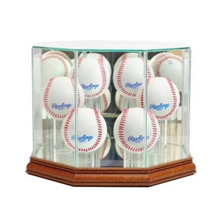 Perfect Cases Perfect Cases 6BSB-W Octagon 6 Baseball Display Case; Walnut 6BSB-W